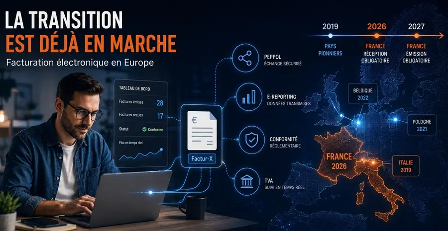 Transition en cours - Bilan facturation électronique en Europe pays pionniers